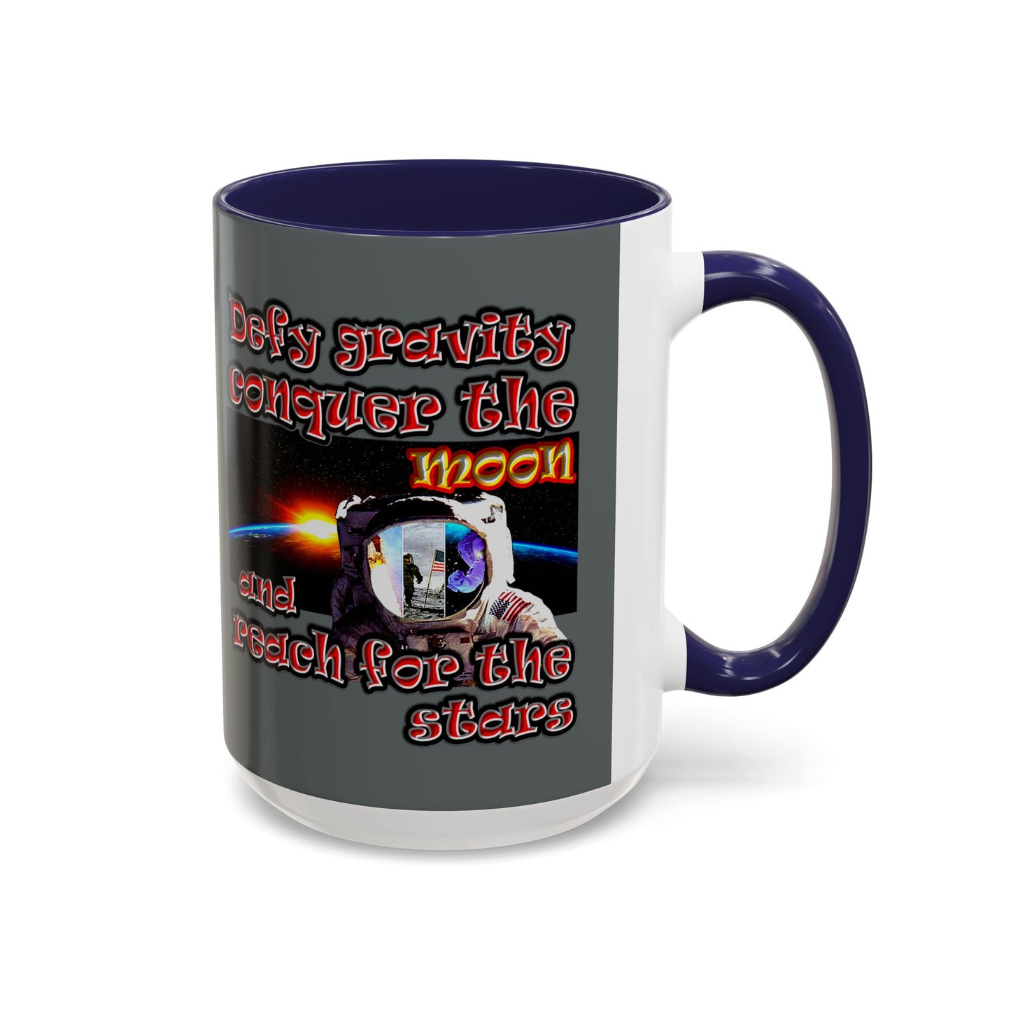 defy conquer reach - Accent Mug (dark grey)