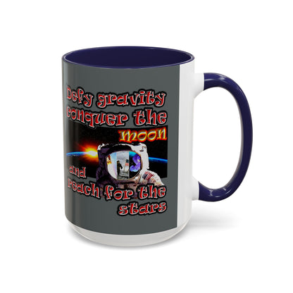 defy conquer reach - Accent Mug (dark grey)