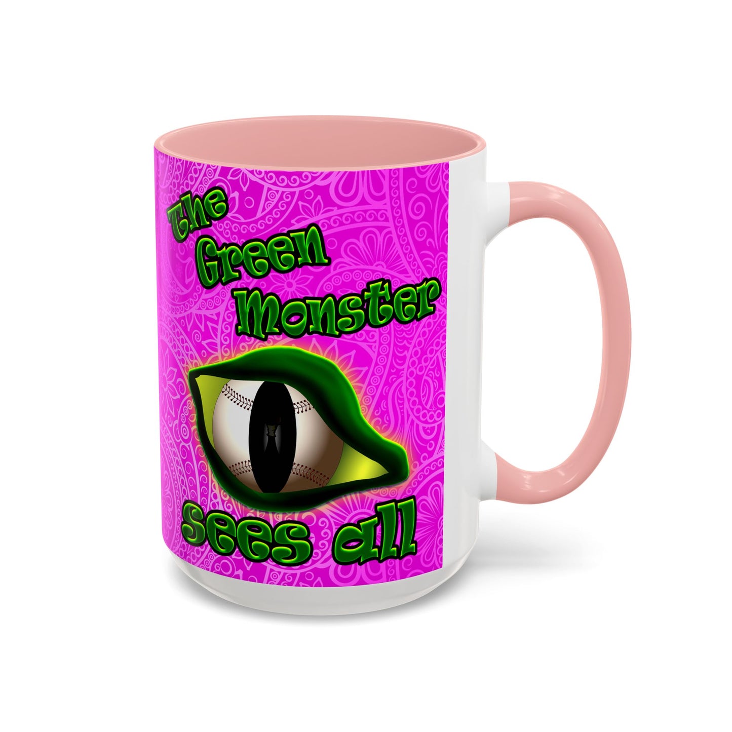 green monster - Accent Mug (pink swirl)