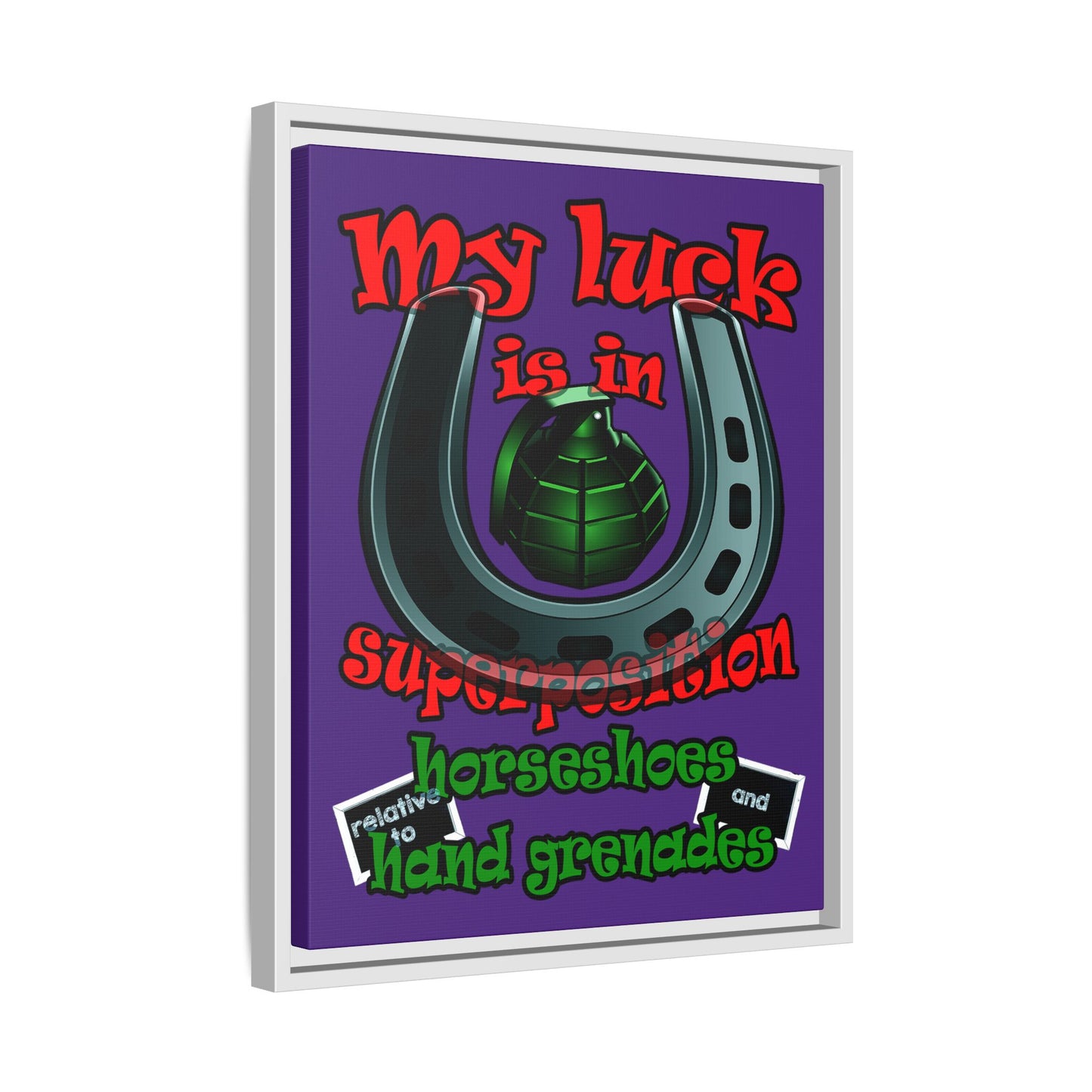 my luck - framed canvas art (purple)
