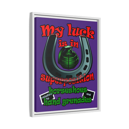 my luck - framed canvas art (purple)