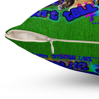 drop the beat - Spun Polyester Square Pillow - ('snoops' background)