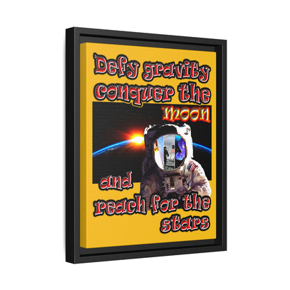 defy conquer reach - framed canvas art (yellow)