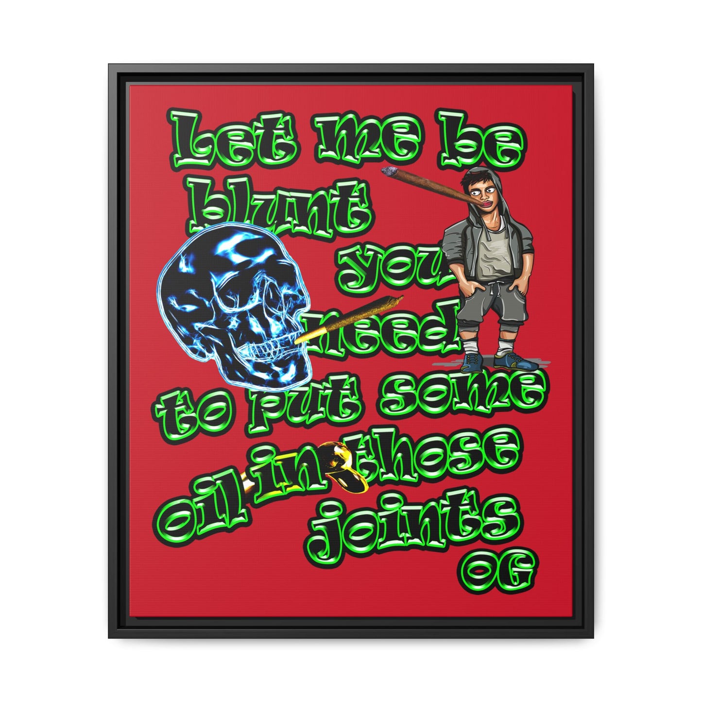 og - framed canvas art (dark red)
