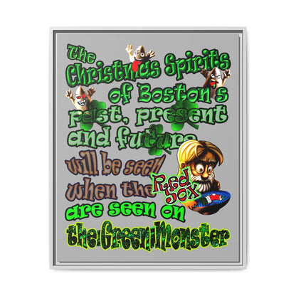 christmas spirits of boston - framed canvas art (light grey)