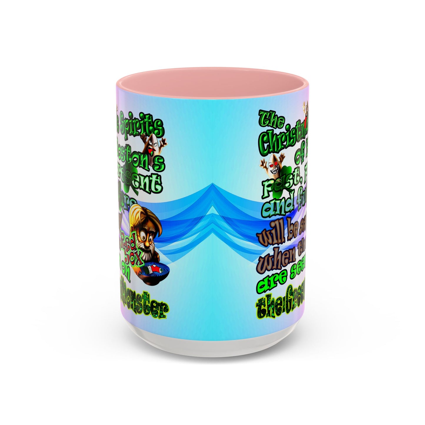 christmas spirits of boston - Accent Mug (light blue-pink wave)