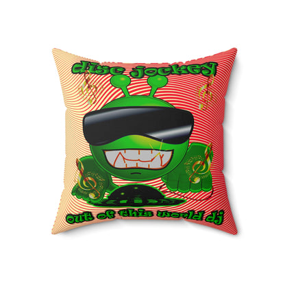 disc jockey - Spun Polyester Square Pillow - (yellow-orange wave)