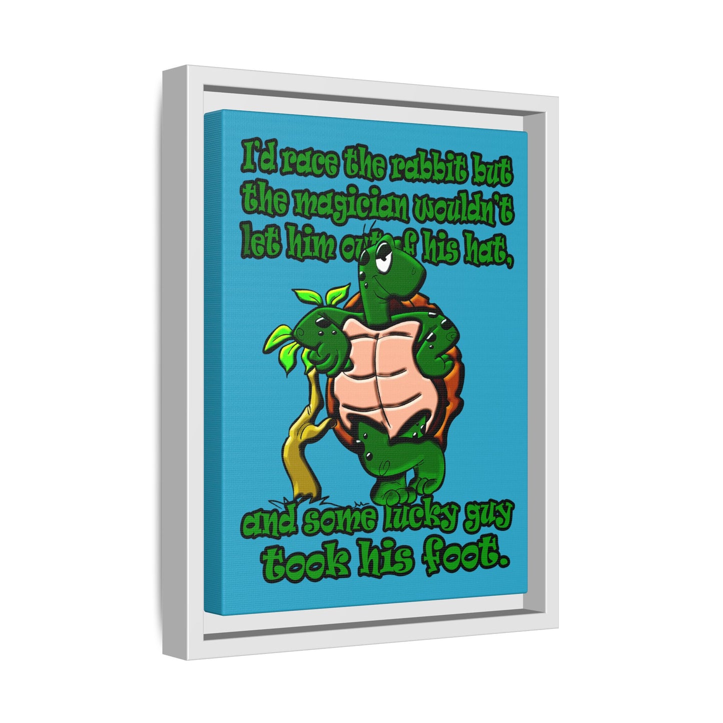 turtle race - framed canvas art (turquoise)
