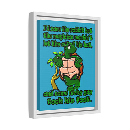 turtle race - framed canvas art (turquoise)