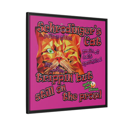 schrodinger's cat - framed canvas art (pink)