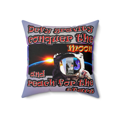 defy conquer reach - Faux Suede Square Pillow - (light blue-pink wave)