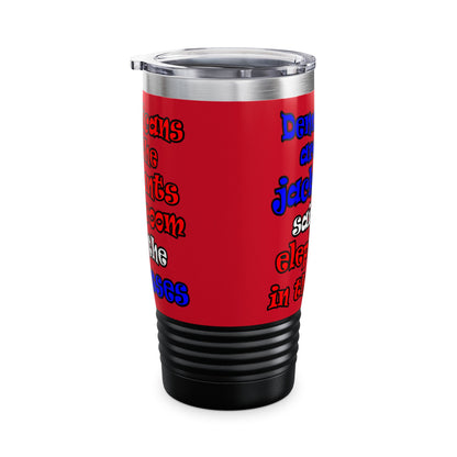 donkeys and elephants - Ringneck Tumbler, 20oz (dark red)