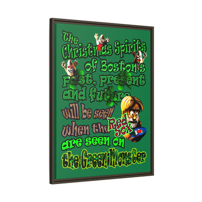 christmas spirits of boston - framed canvas art (dark green)