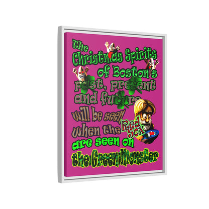 christmas spirits of boston - framed canvas art (pink)