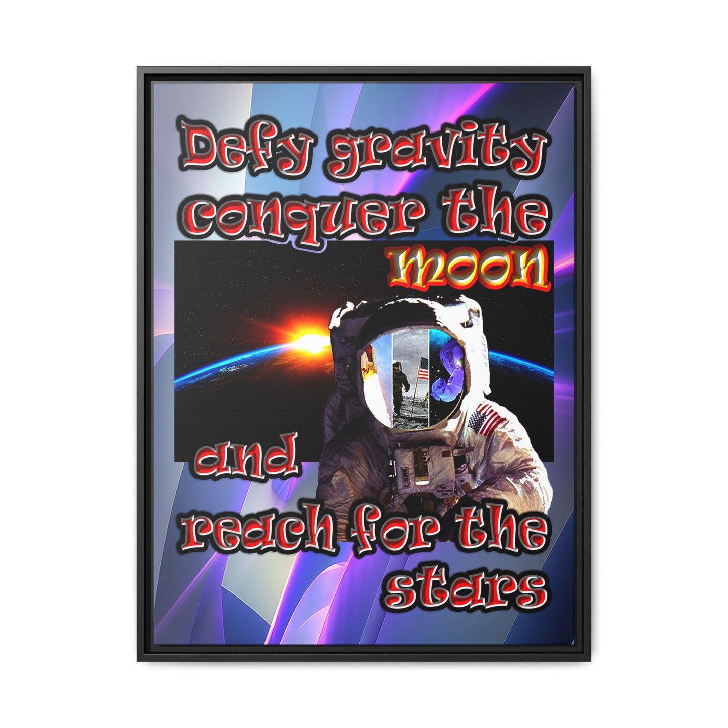 defy conquer reach - framed canvas art (grey-pink wave)