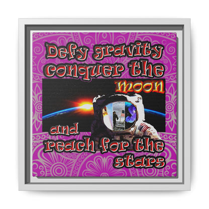 defy conquer reach - framed canvas art (pink swirl)
