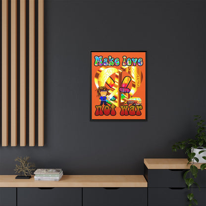 love peace - framed canvas art (orange)