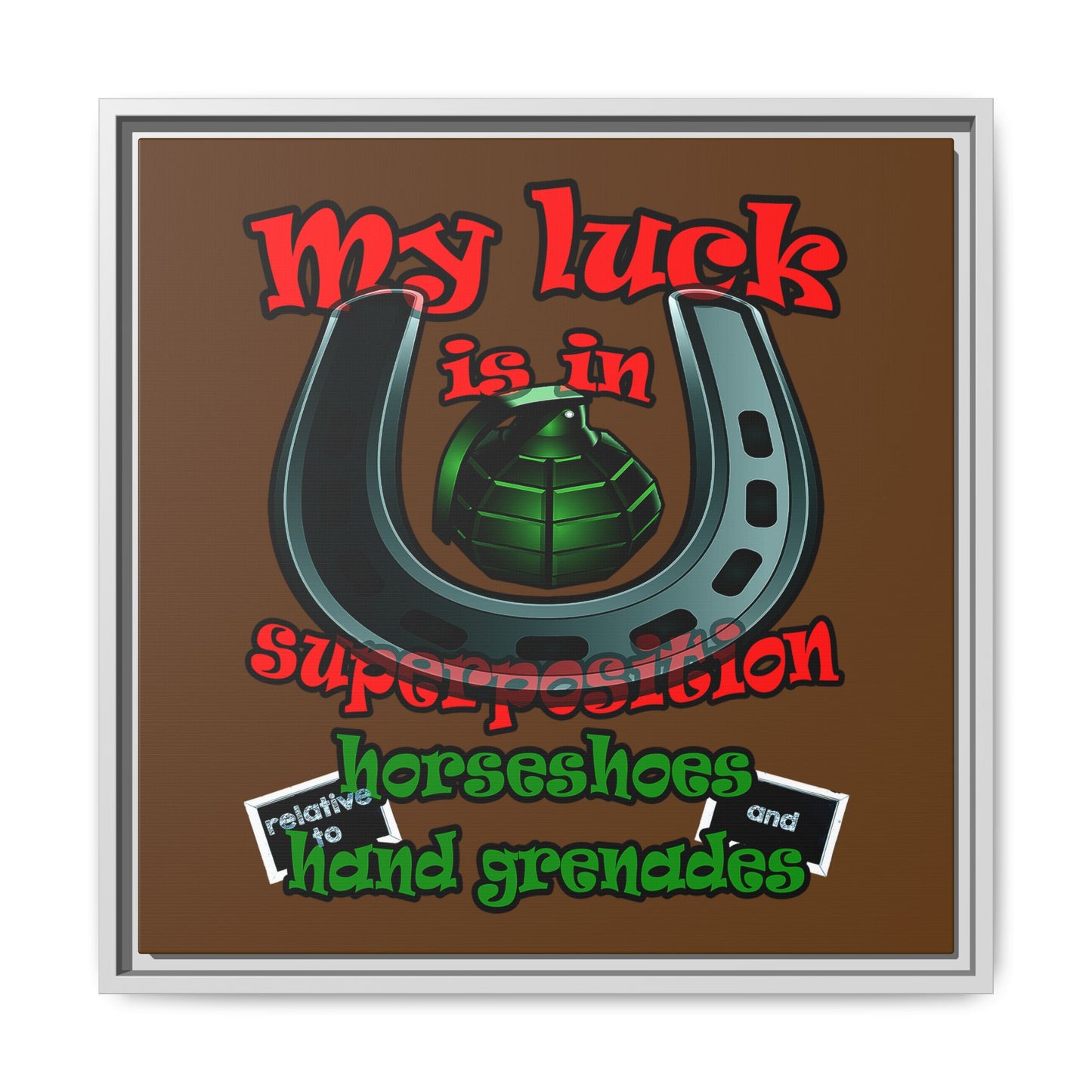 my luck - framed canvas art (brown)