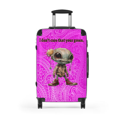 I don't care that your green - Suitcase (pink swirl)