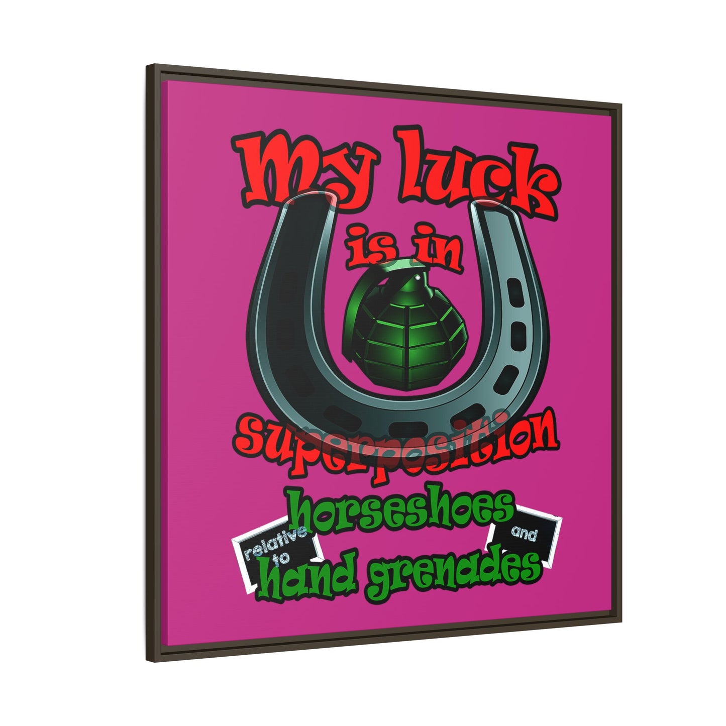 my luck - framed canvas art (pink)