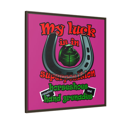 my luck - framed canvas art (pink)