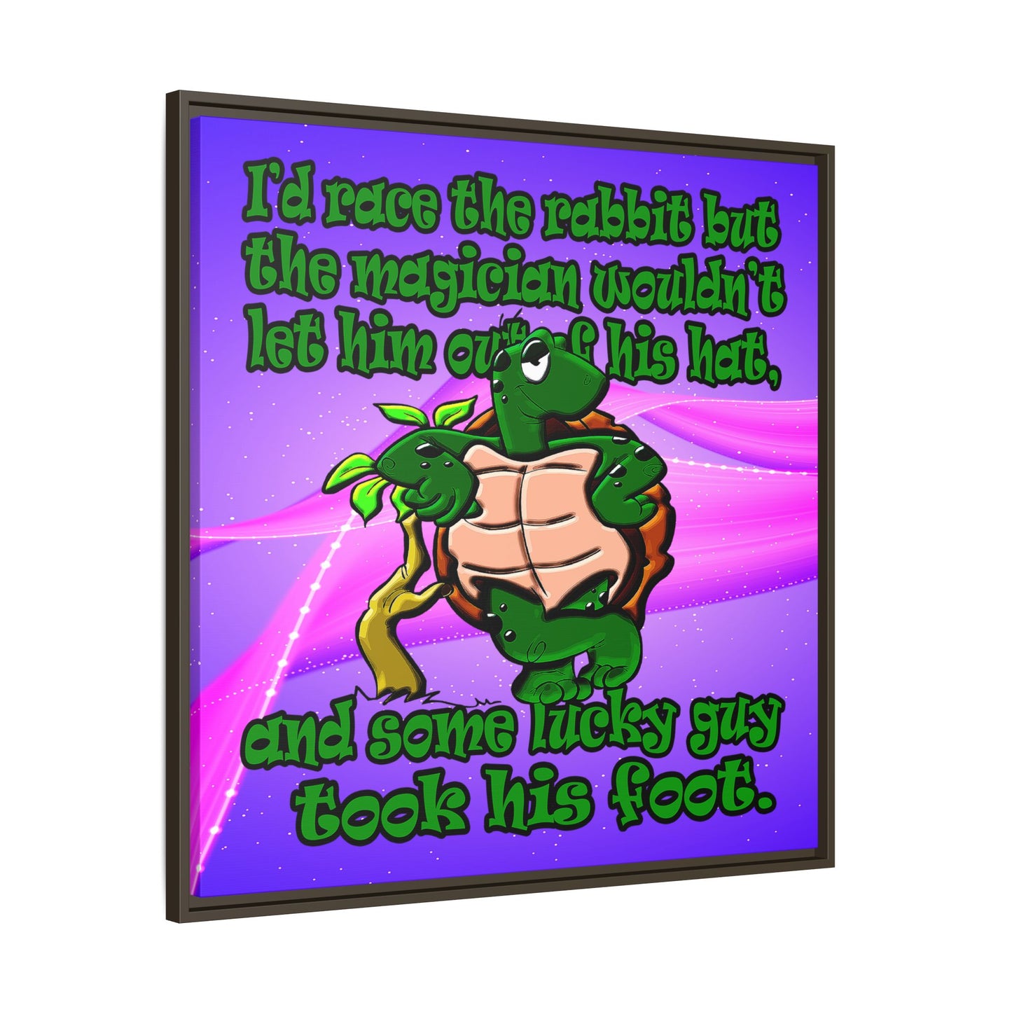 turtle race - framed canvas art (purple-pink wave)