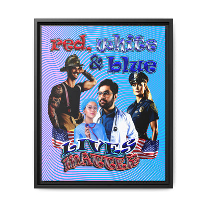 rw&b lives matter - framed canvas art (light blue-purple wave)