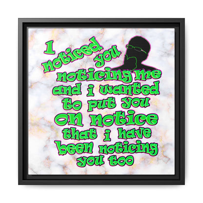 noticed you noticing - framed canvas art (white marble)
