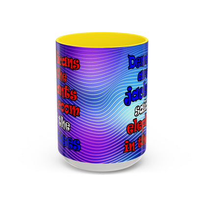 donkeys and elephants - Accent Mug (purple wave)