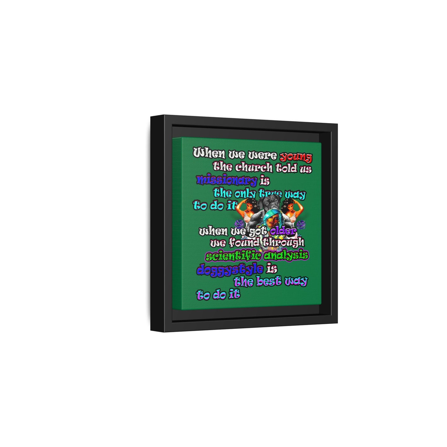 doggystyle - framed canvas art (dark green)