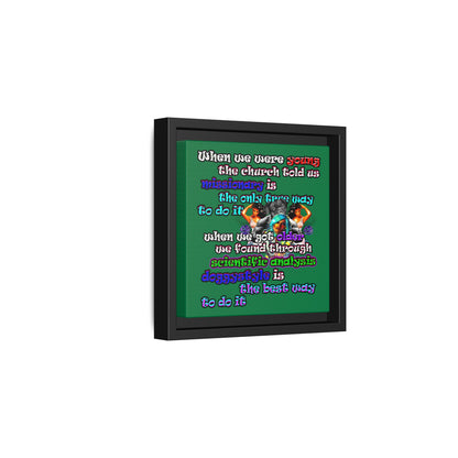 doggystyle - framed canvas art (dark green)
