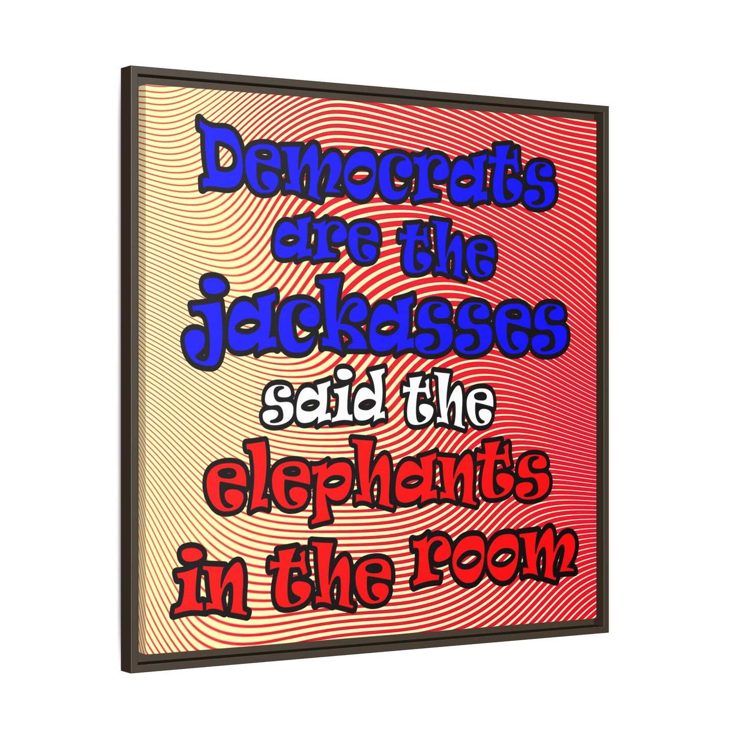 donkeys and elephants - framed canvas art (yellow-orange wave)