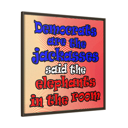 donkeys and elephants - framed canvas art (yellow-orange wave)