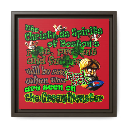 christmas spirits of boston - framed canvas art (dark red)