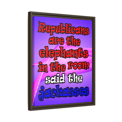 donkeys and elephants - framed canvas art (purple-pink wave)
