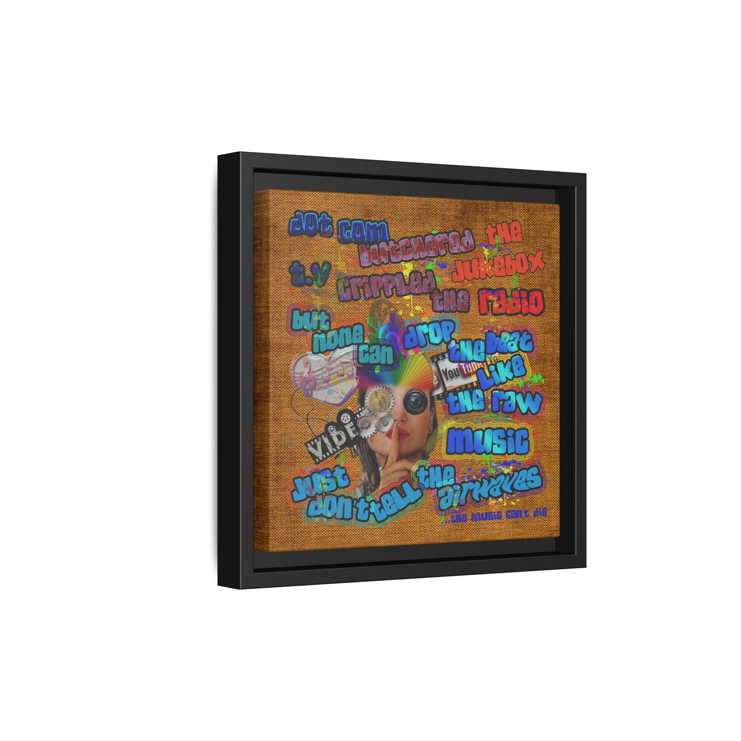 drop the beat - framed canvas art (brown papyrus)