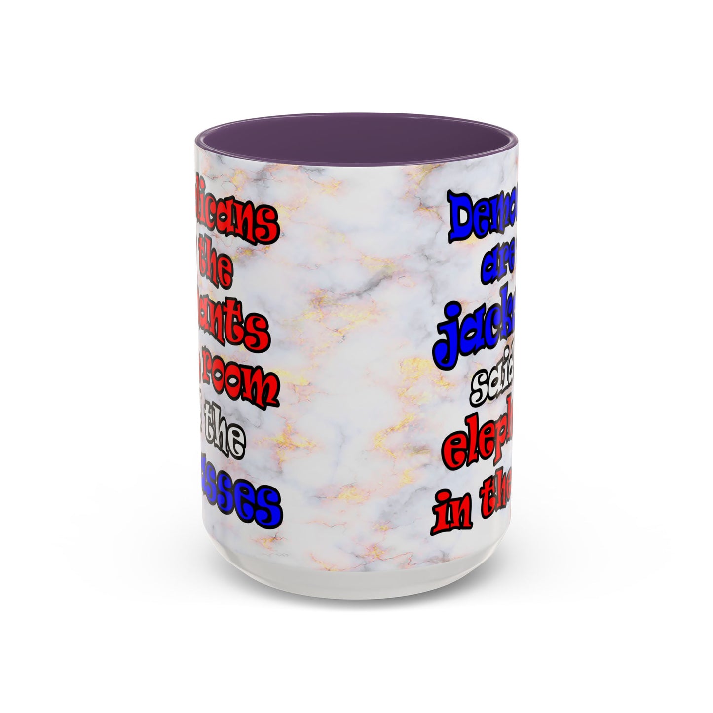 donkeys and elephants - Accent Mug (white marble)