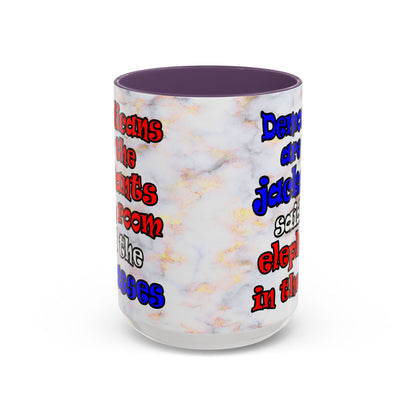 donkeys and elephants - Accent Mug (white marble)