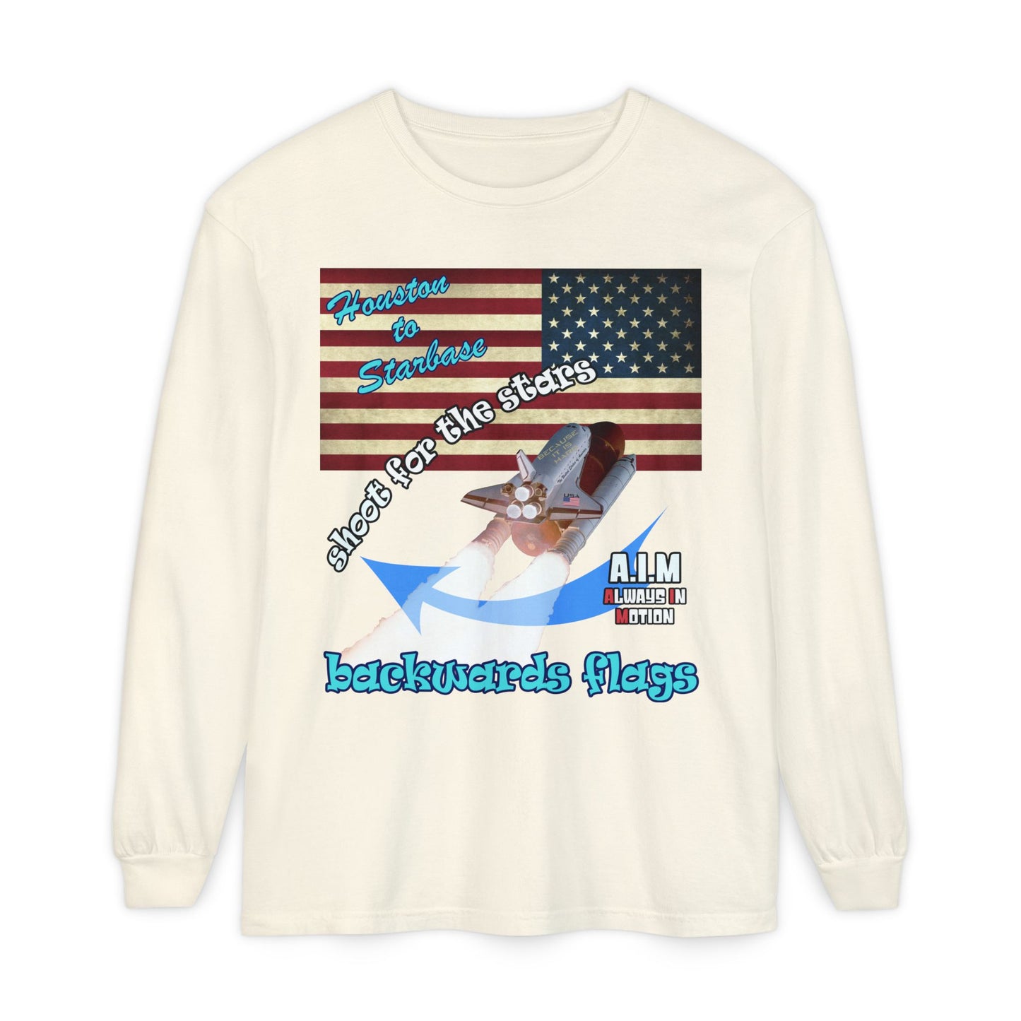 shoot for the stars - Unisex Garment-dyed Long Sleeve T-Shirt