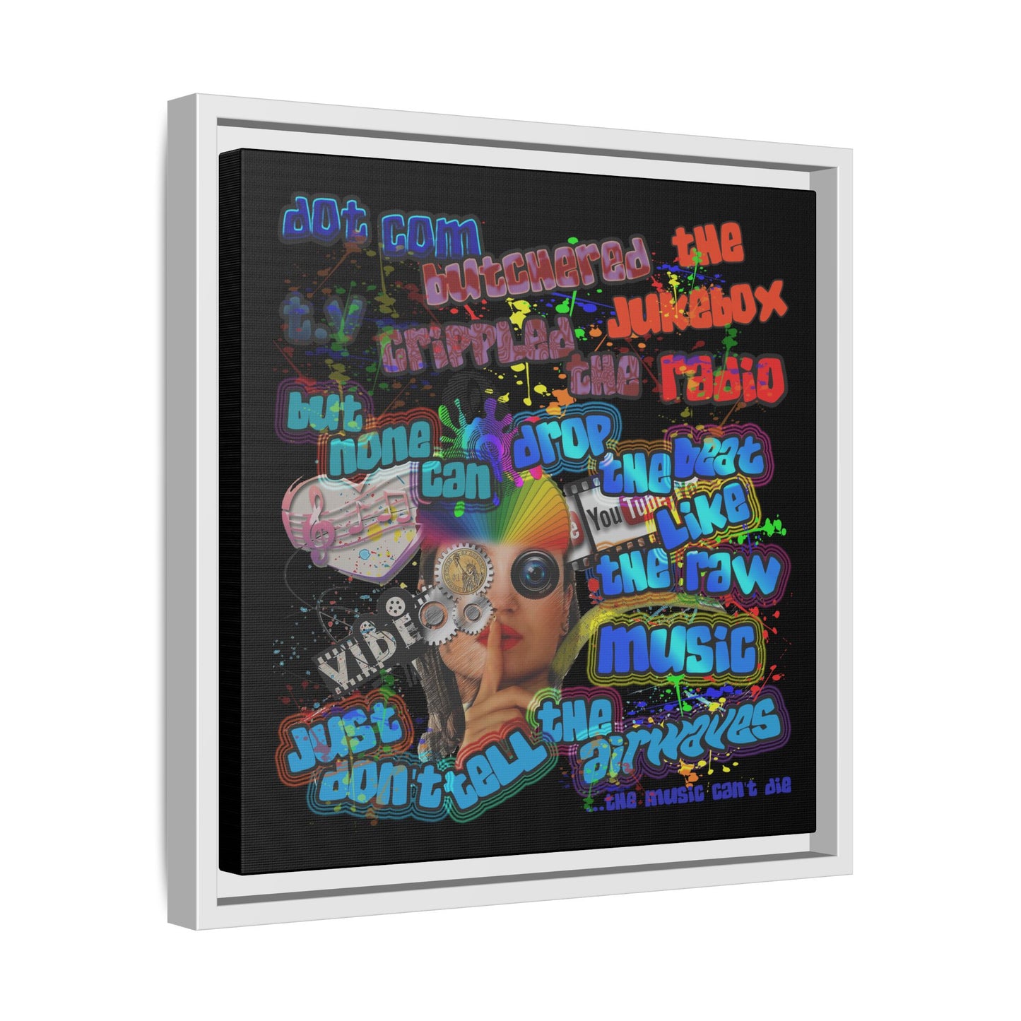 drop the beat - framed canvas art (black)