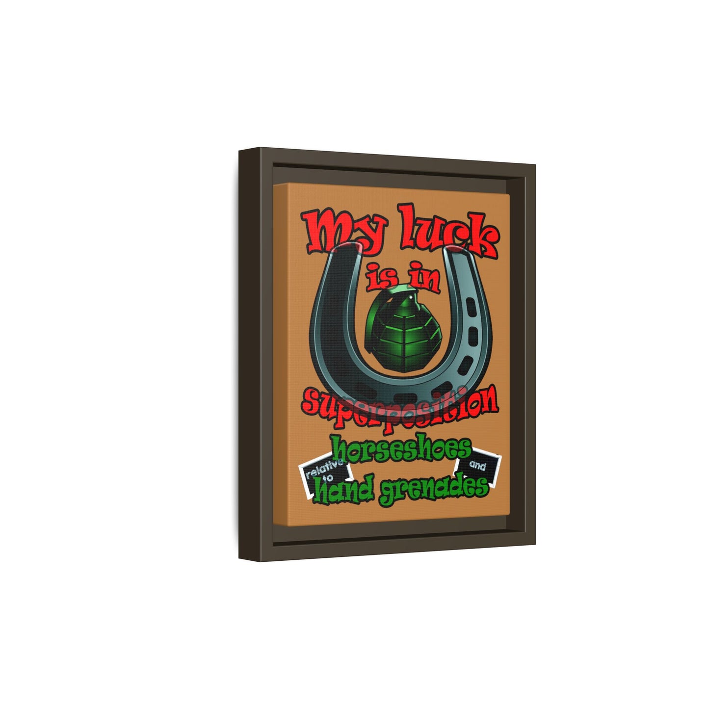 my luck - framed canvas art (light brown)