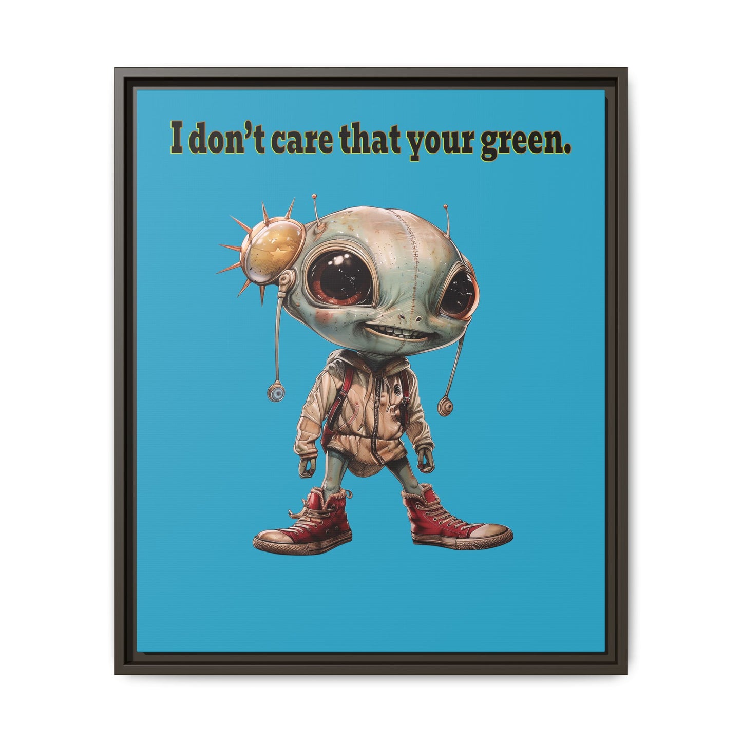 I don't care that your green - framed canvas art (turquoise)