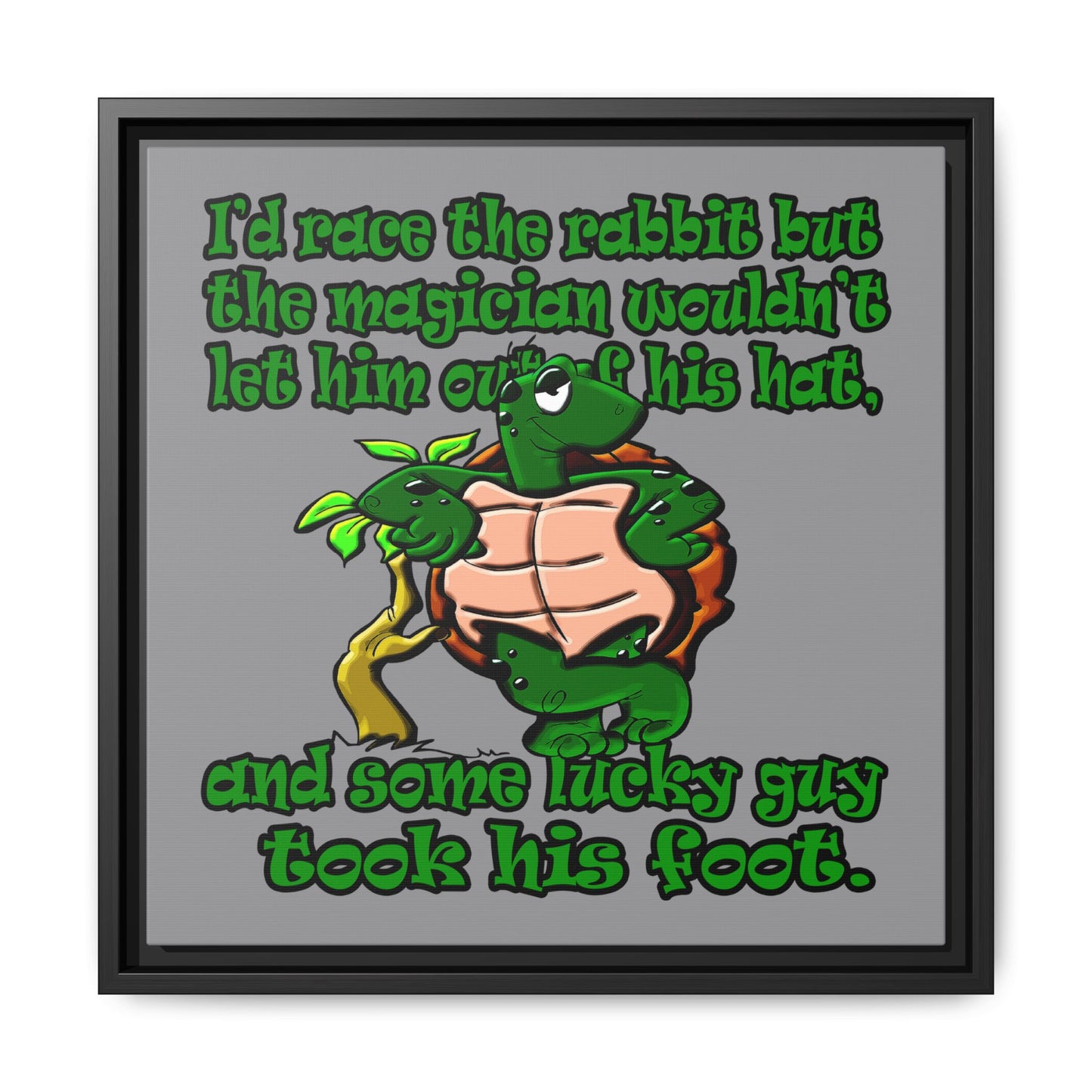 turtle race - framed canvas art (grey)