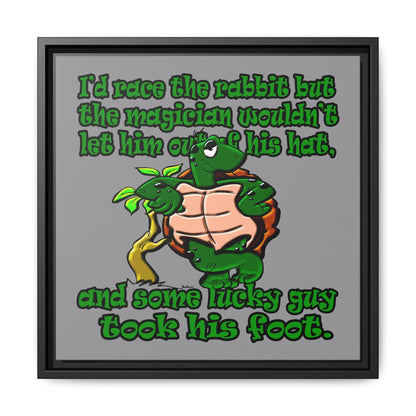 turtle race - framed canvas art (grey)