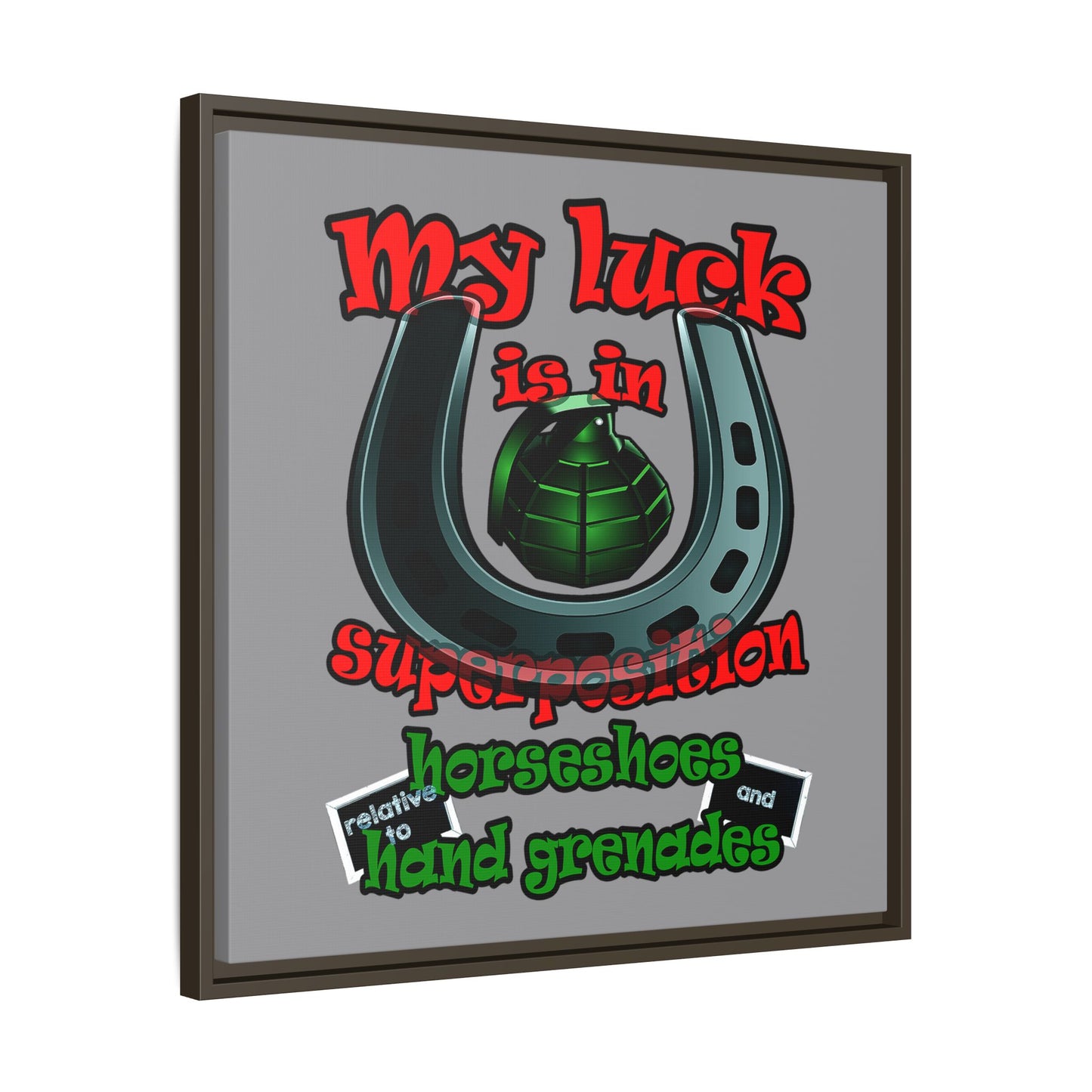my luck - framed canvas art (grey)