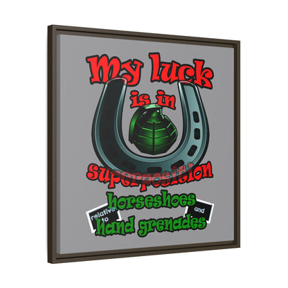 my luck - framed canvas art (grey)