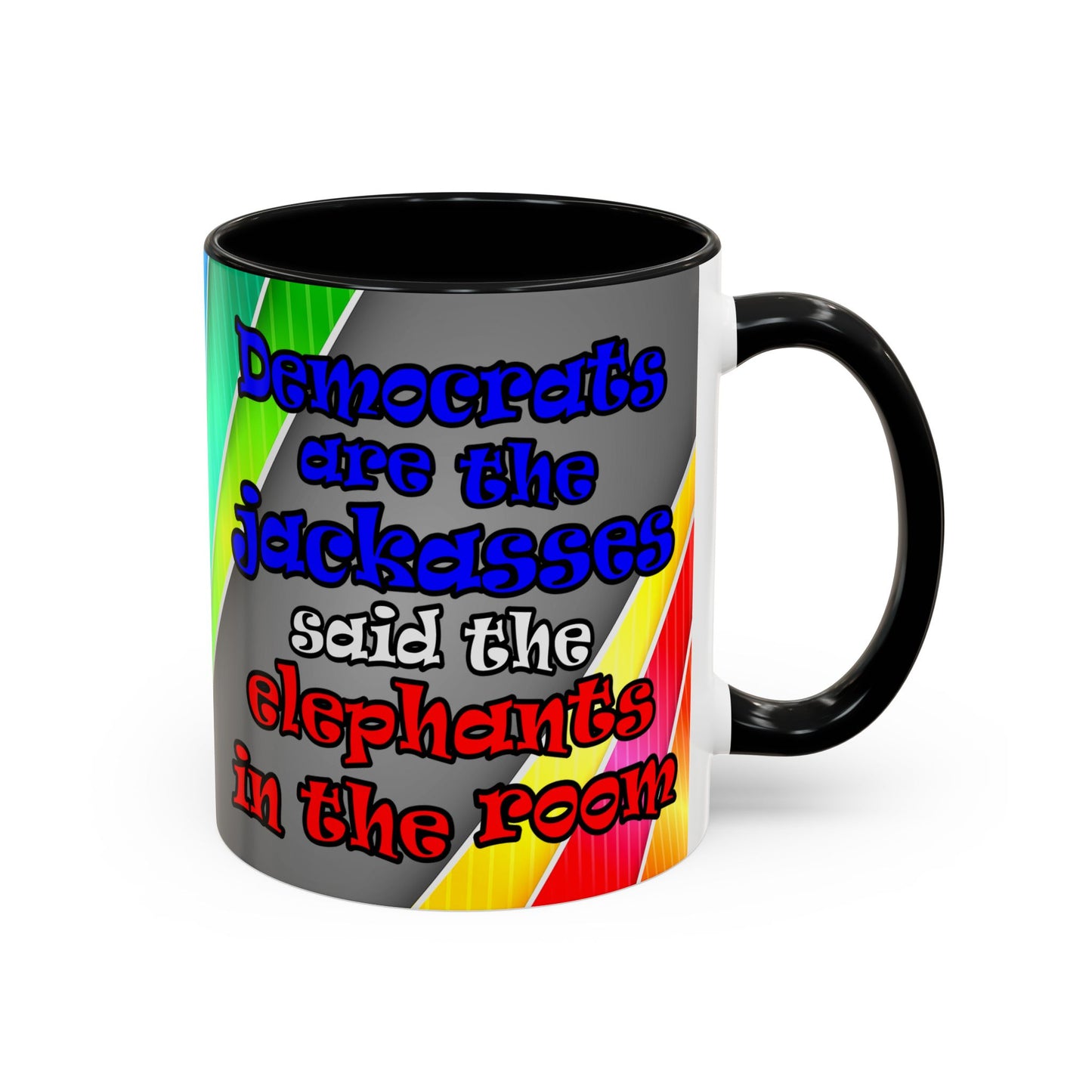 donkeys and elephants - Accent Mug (rainbow split)