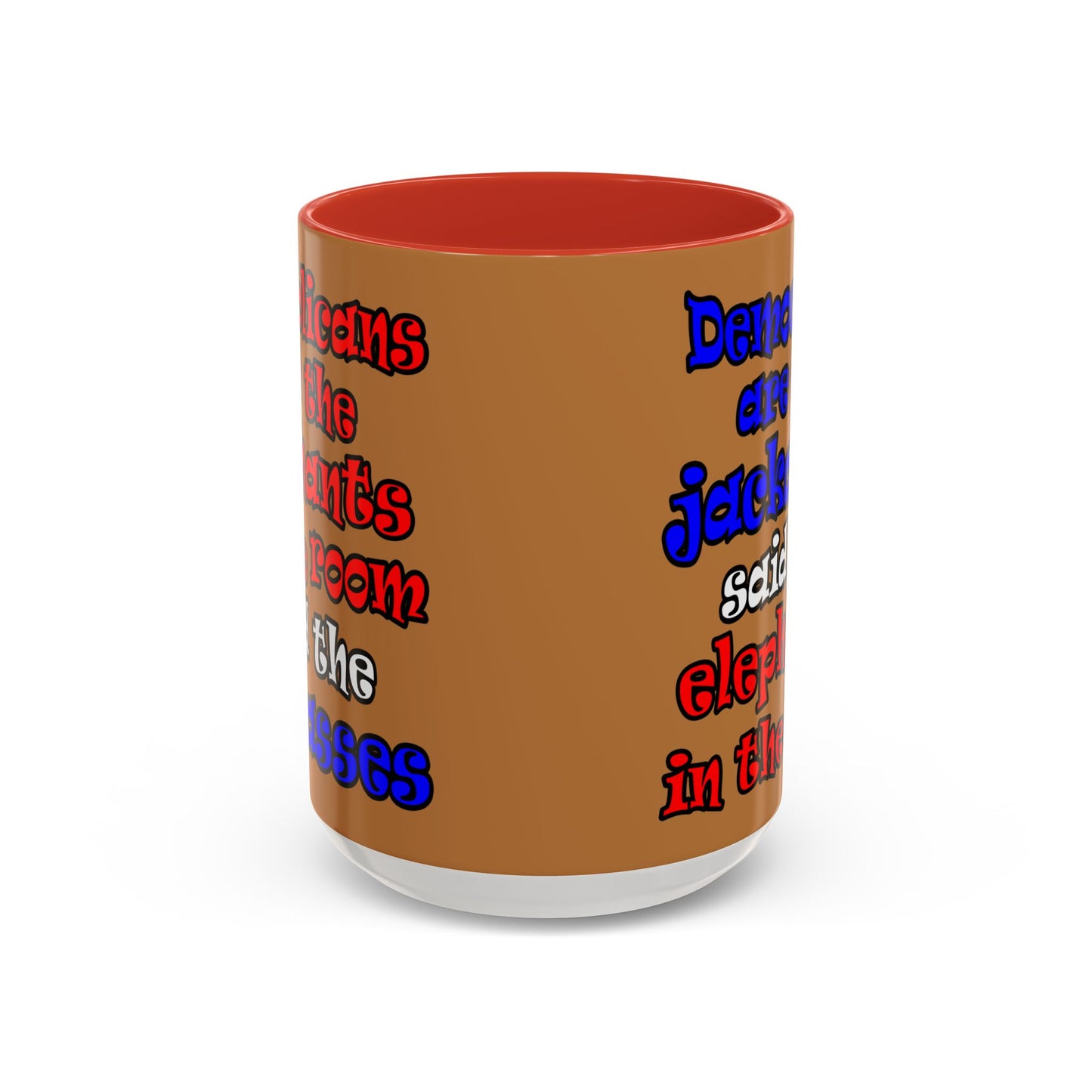 donkeys and elephants - Accent Mug (light brown)