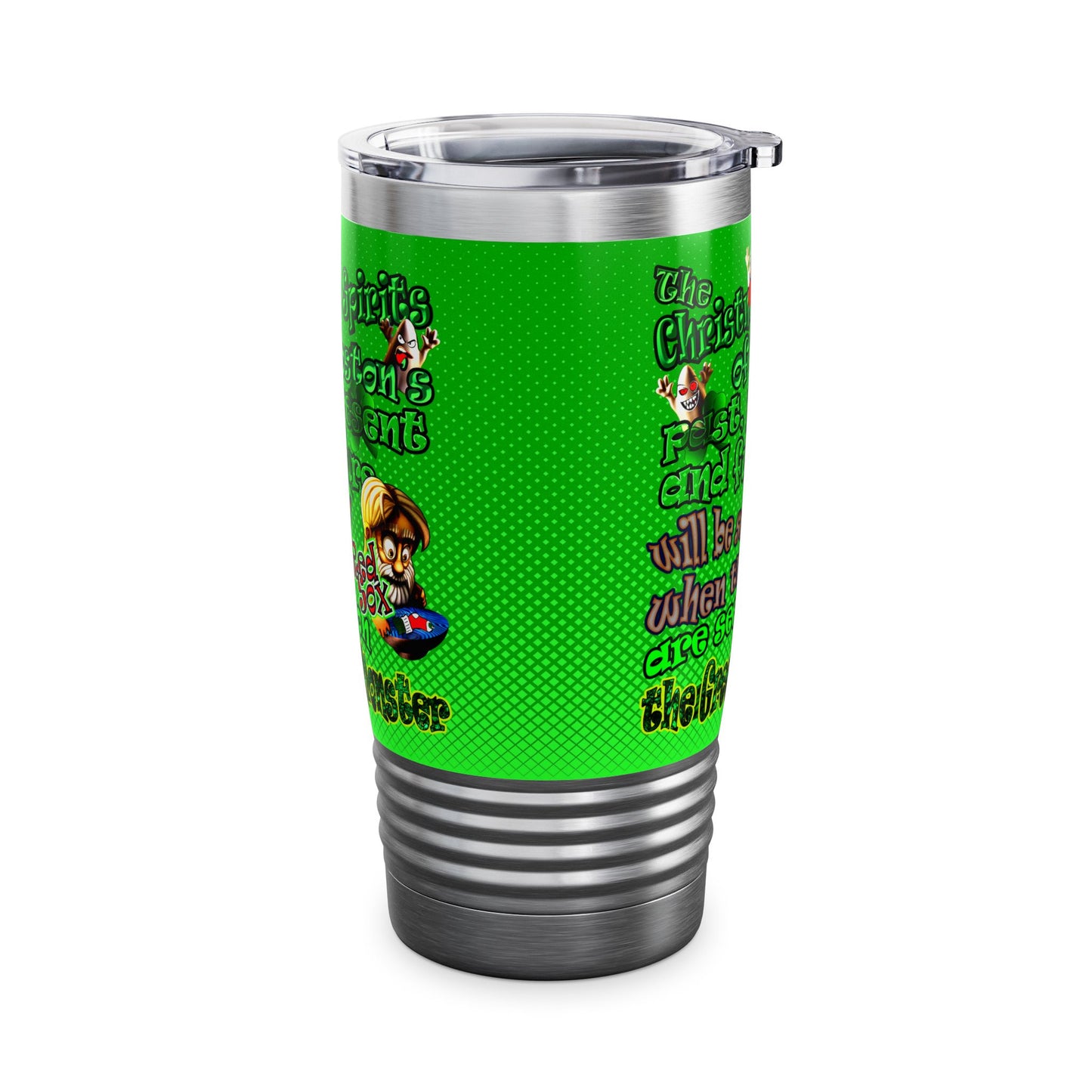 christmas spirits of boston - Ringneck Tumbler, 20oz (logo green)