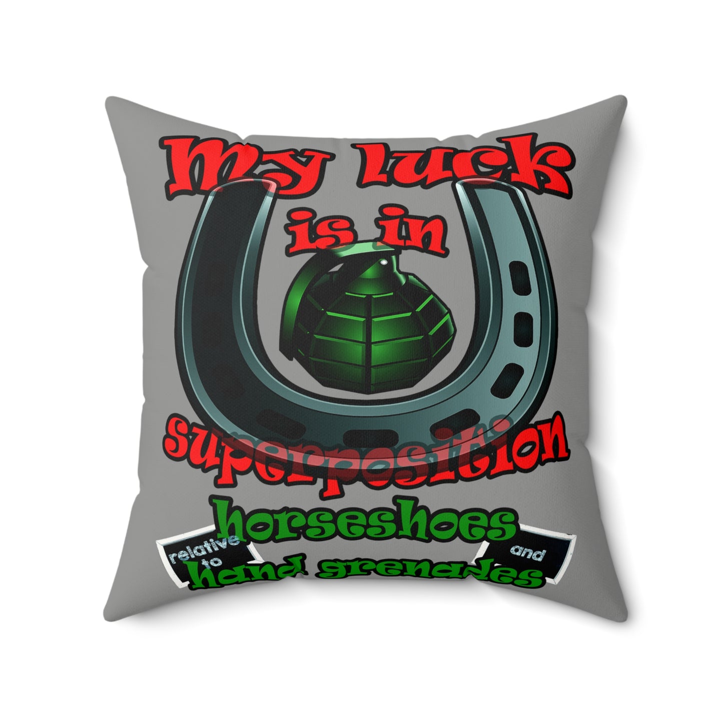 my luck - Faux Suede Square Pillow - (grey)